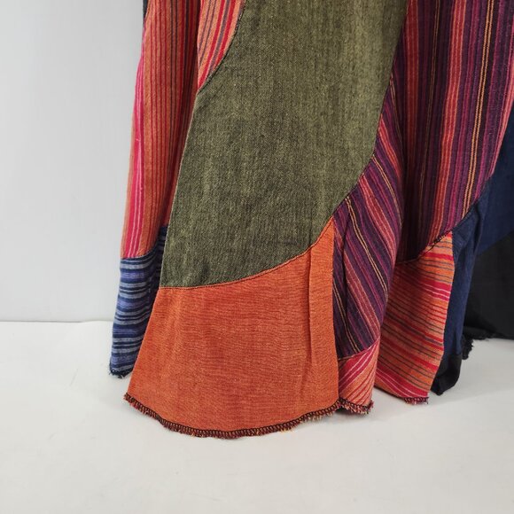 ARK Nepal 100% Cotton Patchwork Skirt Size Medium Boho Long - Picture 2 of 11